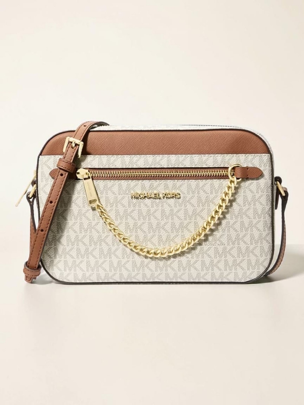 Michael Kors Cream Jet Set Travel Signature Satchel